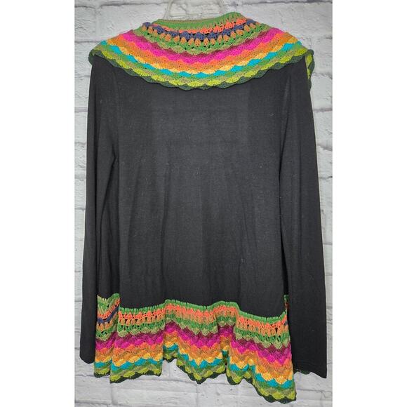 Double Zero open cardigan crochet colorful rainbow sweater small. - Picture 4 of 8